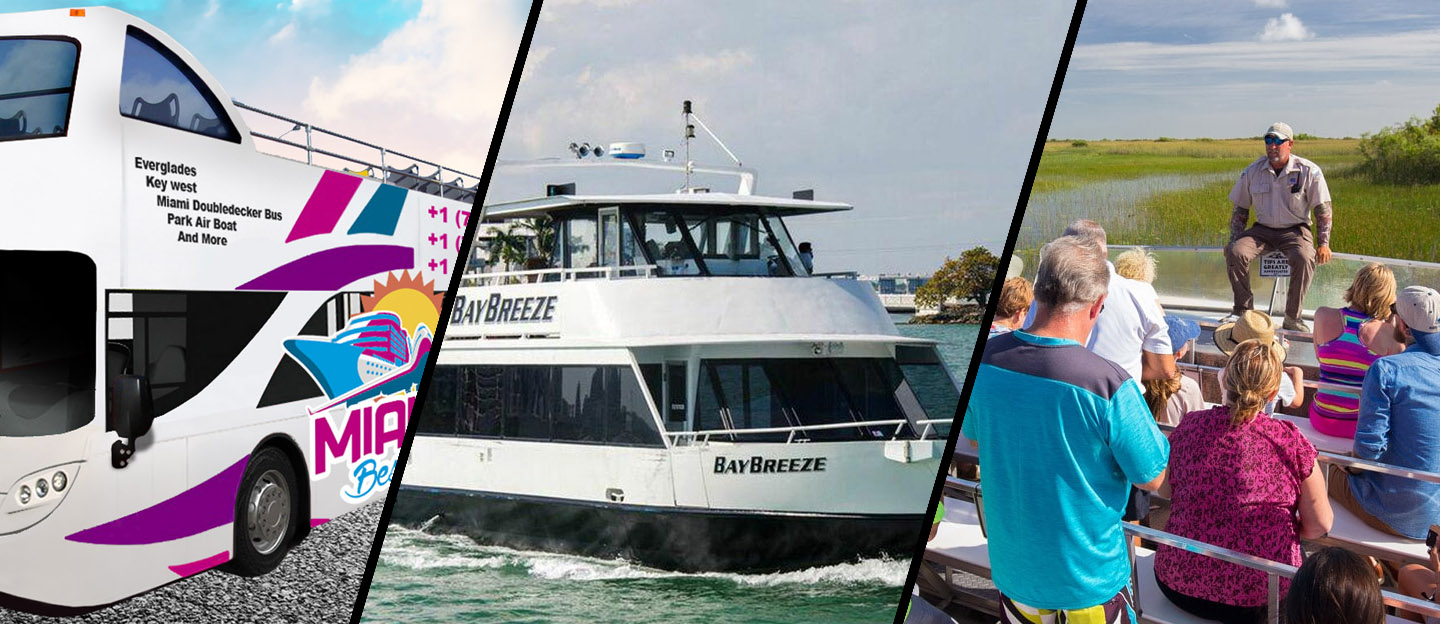 Triple combo: Recorrido turístico por la ciudad, crucero por la bahía de Biscayne y paseo en hidrodeslizador por los Everglades